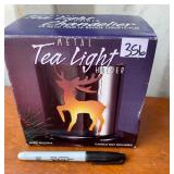 METAL DEER TEA LIGHT HOLDER IN BOX