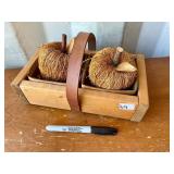 WOOD BASKET WITH APPLES