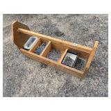 WOOD TOOL TRAY AND CONTENTS
