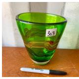 GREEN GLASS VASE