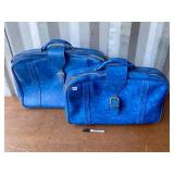 2 VINTAGE BLUE SUITCASES