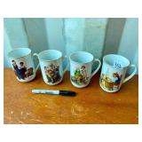 4 NORMAN ROCKWELL MUGS