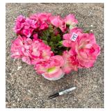 VASE AND PINK ARTIFICIAL FLOWERS