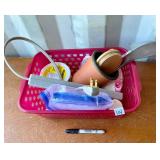 PINK TRAY AND CONTENTS