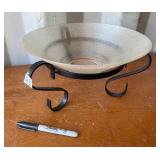 GLASS VASE IRON STAND