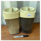 2 VINTAGE CANISTERS WITH LIDS
