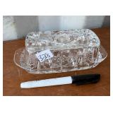VINTAGE BUTTER DISH PRESSED GLASS