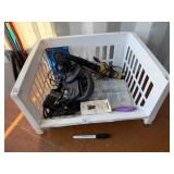WHITE BASKET AND CONTENTS