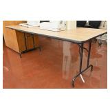 6ft folding table w/ wood grain top