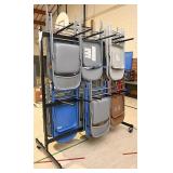 A Rolling Rack Of 32 Folding Chairs