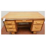 2 Pedestal MCM Oak Desk