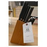 Wood block of kitchen knives