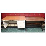 A Rolling Formica Work Table & Steel Desk