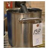 Stainless steel cooking pot, with utensils inside