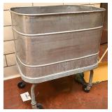 Stainless steel wash tub on castors