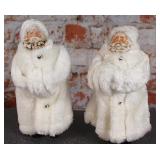 (2) Santa Claus Figures w/ white faux fur coats