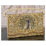 A Vintage Peacock Design Jeweled & Embroidered  Pu