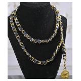 A Chanel Gold Link & Leather Belt