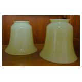 Pair Of Custard Glass Lamp Shades