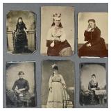 Six Mostly 1/6th Plate Tintypes of Women