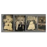 Four 1/6th & 1/9th Plate Tintype Portraits of Thre