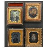 Four 1/16th Plate Daguerreotype & Ambrotype Portra