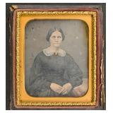 A 1/6th Plate Daguerreotype, Woman with Lace Colla