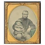 A 1/6th Plate Ambrotype of A Father with Baby