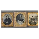 three 1/6th Plate Ambrotypes