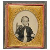 A Cased 1/6th Plate Tintype of a Young Boy