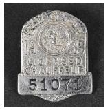 Licensed Chauffeur Badge 1939