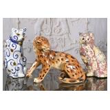 3pc Vintage Pottery Cat Figures