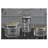 3 Sterling Mounted Dresser Jars
