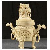 A Fine Chinese Carved Ivory Censor