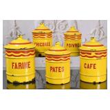 5 Enameled French Spice Cans,