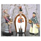 3 Percelain Figures and Bottle