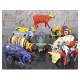 10 Hand Painted Cow Parade Figures