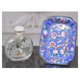 A Chinese Snuff Bottle and Enamered Tray