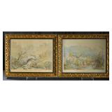 Pair Early 19th C. Ackermann Lithographs