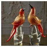 A Pair Of Murano Art Glass Bird Figures
