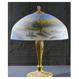 A Fine Antique Reverse Painted Lamp