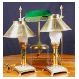 3 Brass Desk Lamps