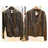 2 Vintage Black Leather Coats