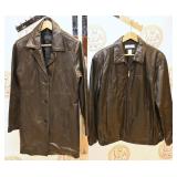 2 Vintage Brown Leather Coats