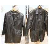 2 Vintage Black Leather Coats