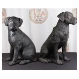2 Black Labrador Statue