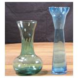Pr of Colored Glass Vases