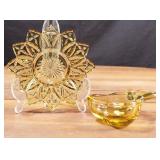 Amber Federal Glass Sunflower Dish