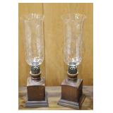 Pair Of Hurricane Candle Lamps