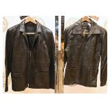 2 Vintage Black Leather Coats
